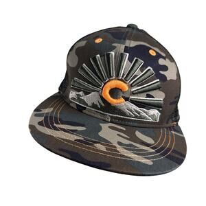 Colorado Snap back Hat Flag‎ Mountains Sunset Camo Aksels Embroidered